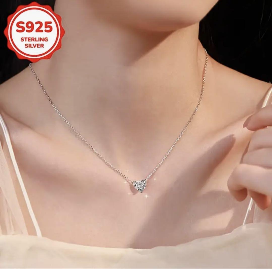 【楽ギフ_のし宛書】 S925 ハート型クリスタルネックレス - メルカリ アクセサリー