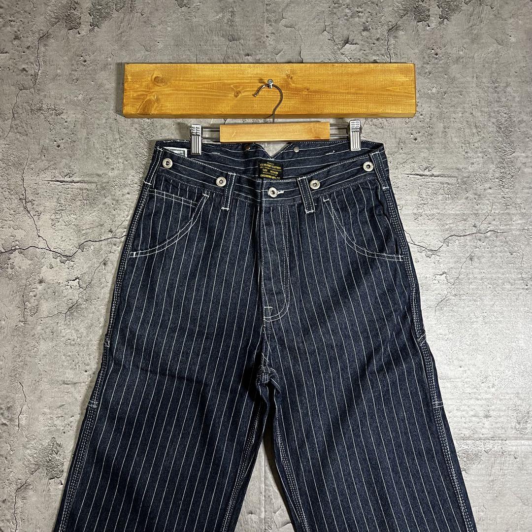 ✅新品未使用　ウォバッシュ　デニム　ワイド　パンツ　ヒッコリー　ストライプ　XL