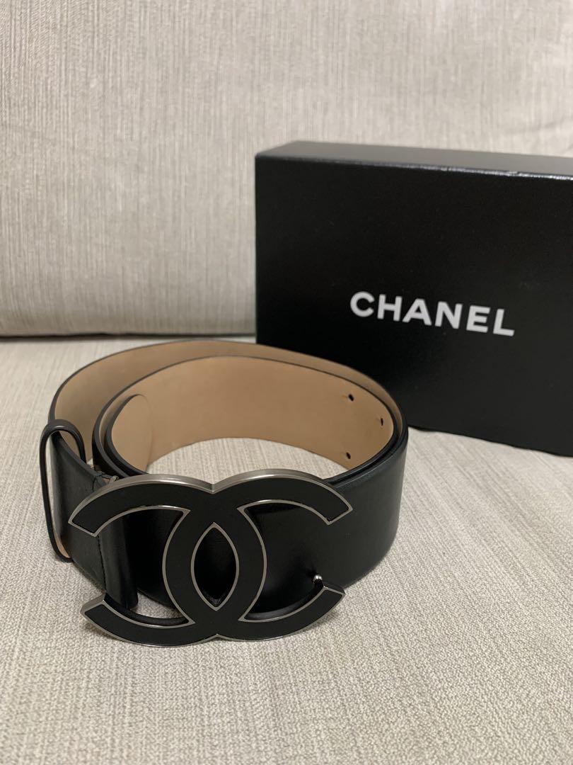 シャネル CHANEL ベルト ココマーク バックル ブラック 大きめ