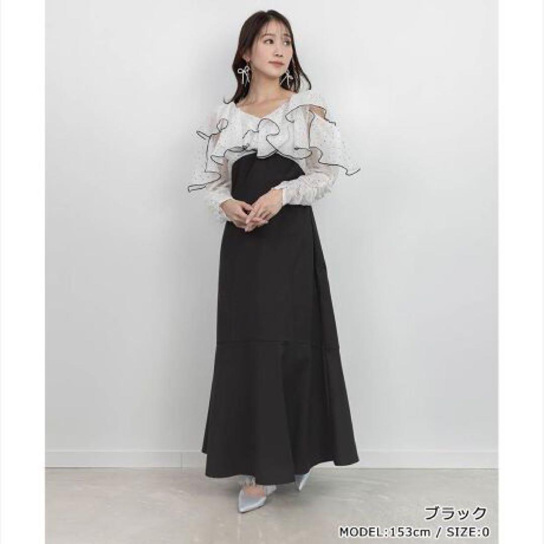 定価19910円ランダ25春夏新作　2WAYオープンラッフルショルダーワンピース