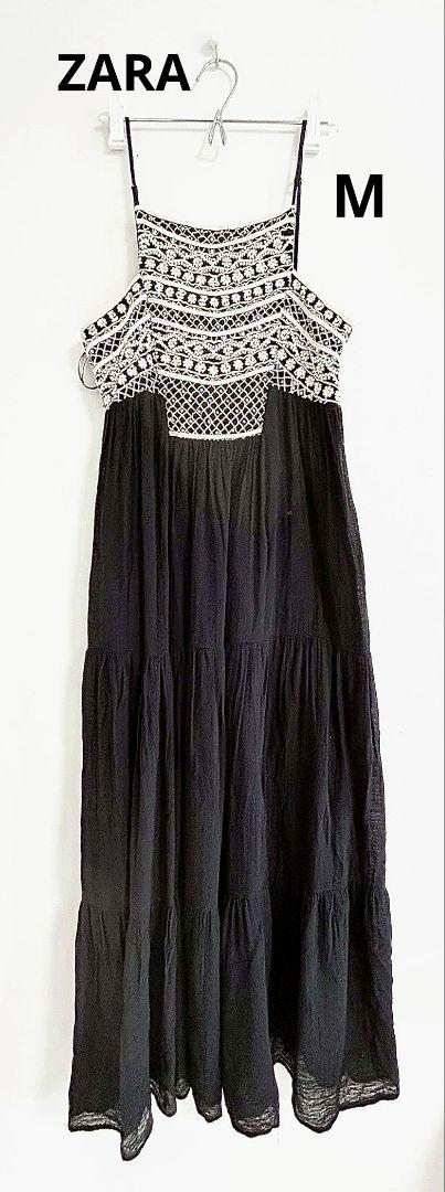 ZARA レース切替ティアードキャミワンピース　タグ付き新品