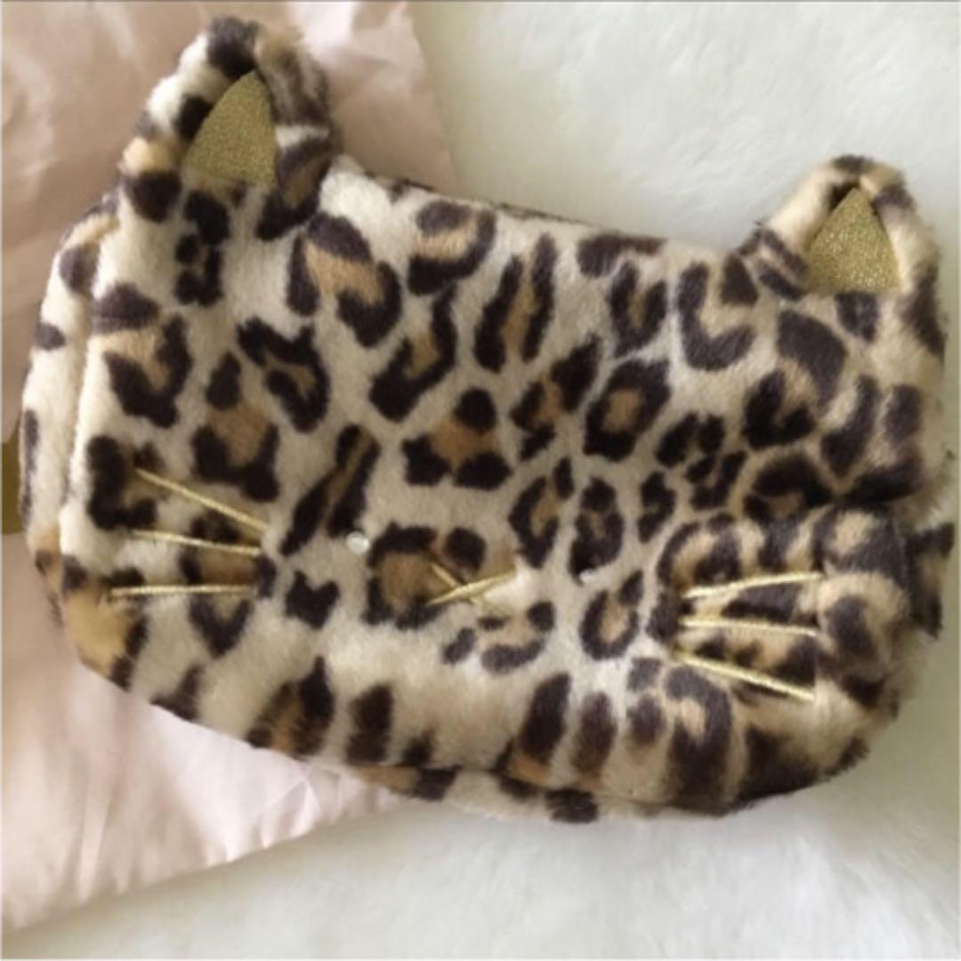 人気特価 ボンポワン レオパード ネコ ねこ 猫 ポーチ クラッチ バッグ