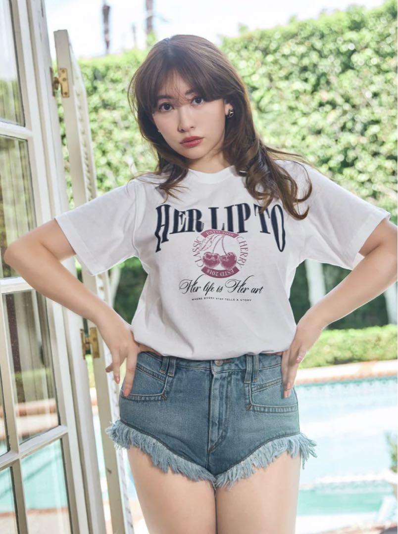 herlipto　classic cherry tee　white　未開封 herlipto 新品未開封 ハーリップトゥ Classic Cherry Tee