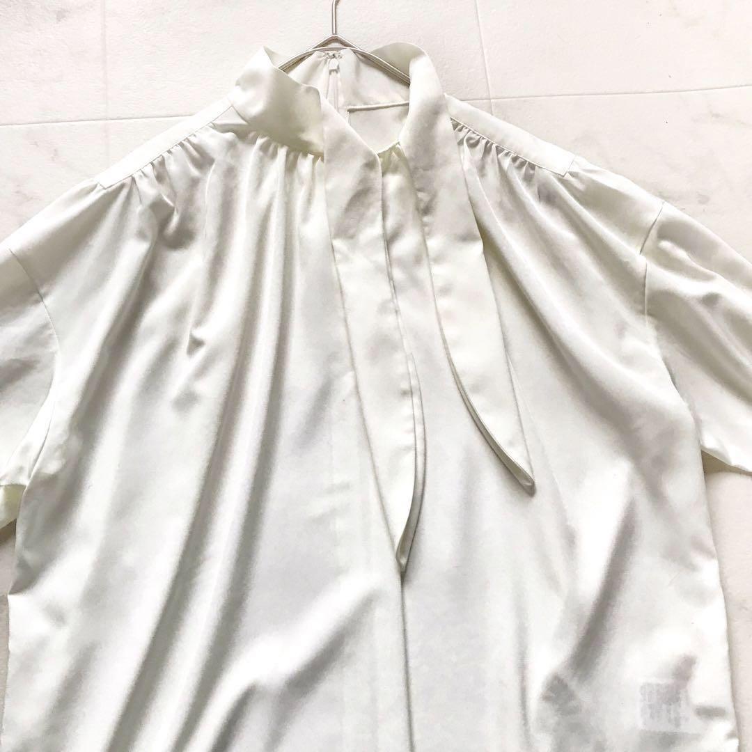 Ballsey ボールジィ シルキークロス ボウタイブラウス白 洗える 21SS