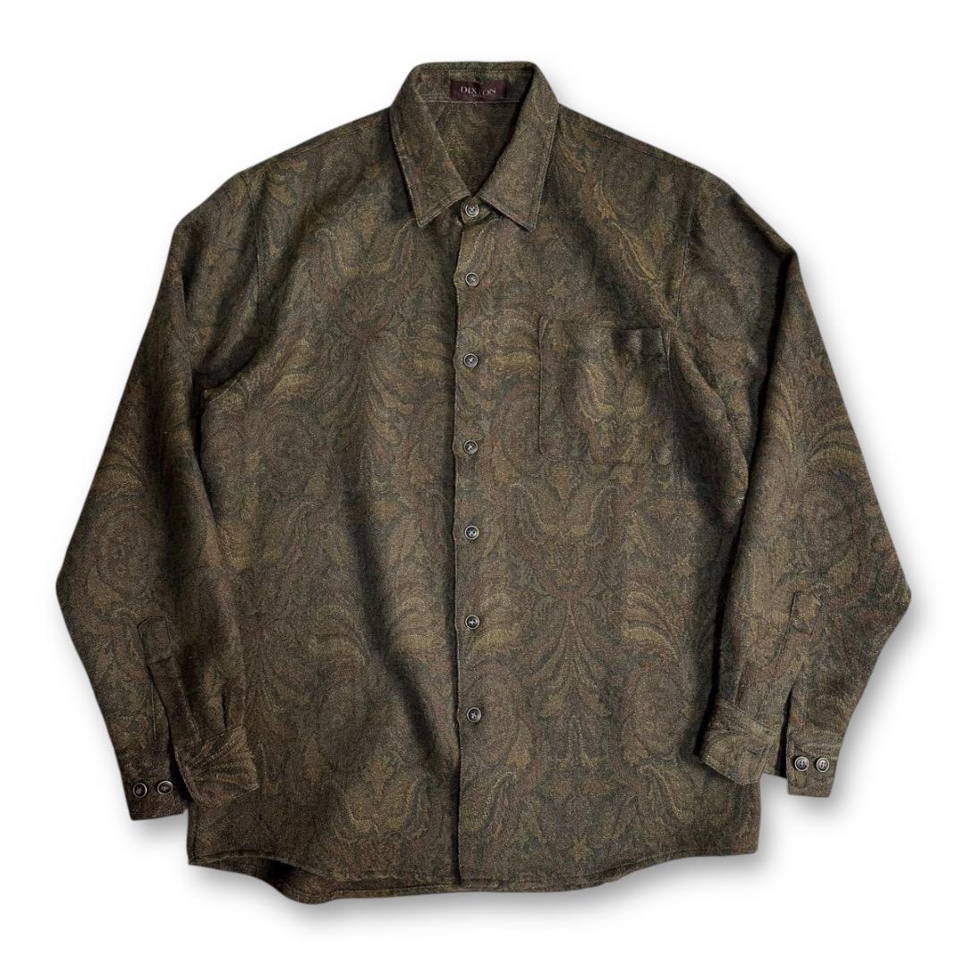 秀逸【VINTAGE】80s 90s ジャガード 総柄 ペイズリー レトロシャツ