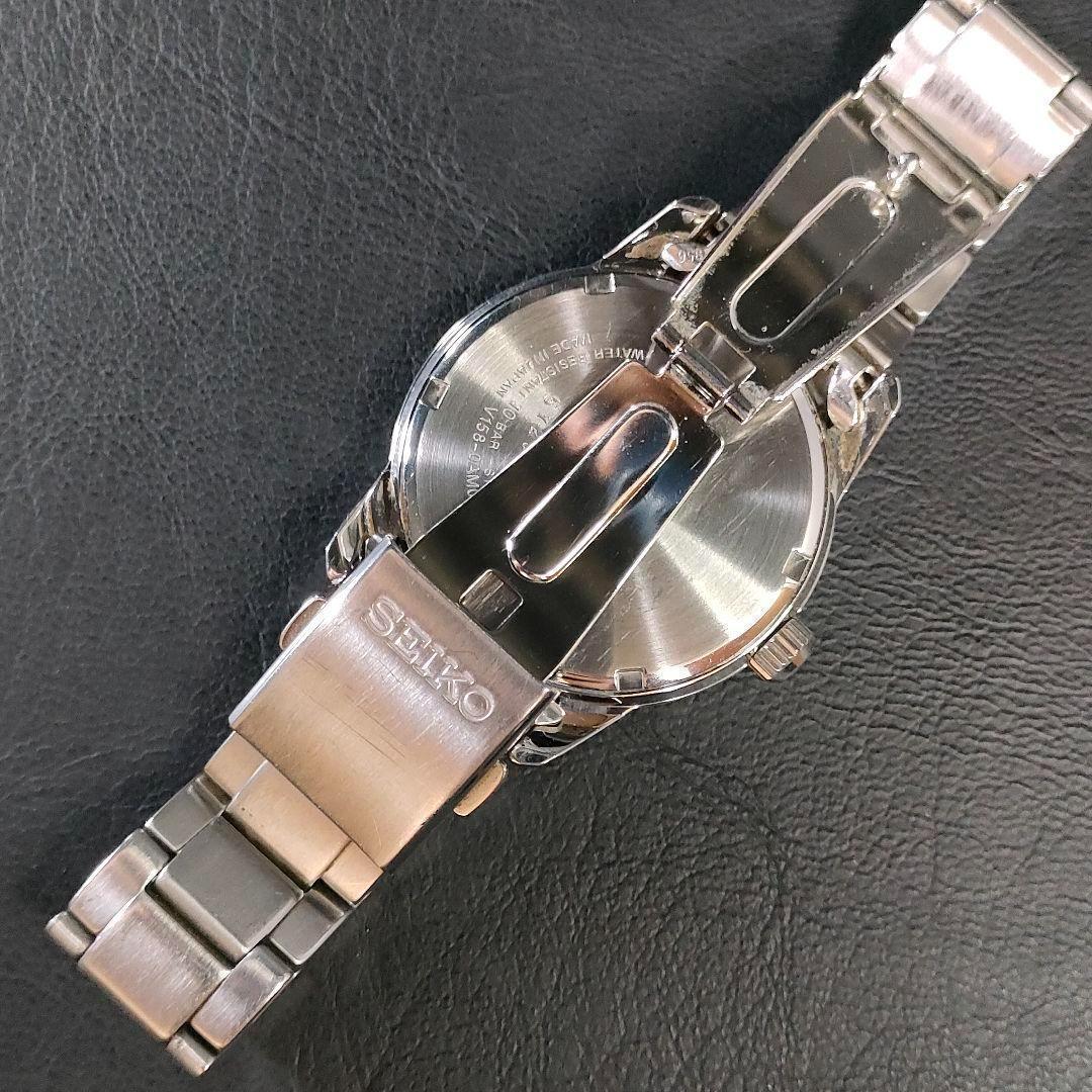 極美品 SEIKO　セイコー　V158　ブラック　シルバー　ソーラー メンズ