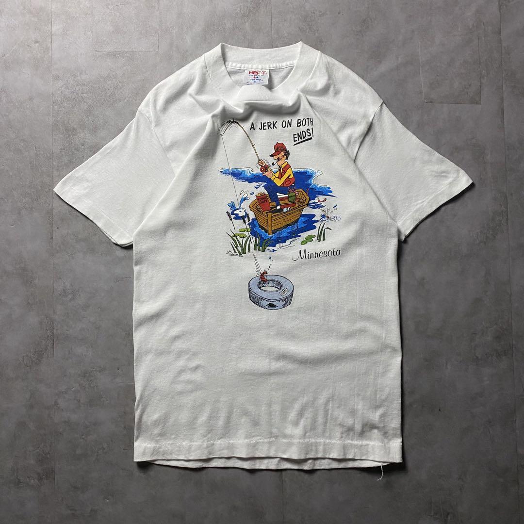 【入手困難】90s USA製 アート おじさん 釣り スーベニア Tシャツ Mトップス