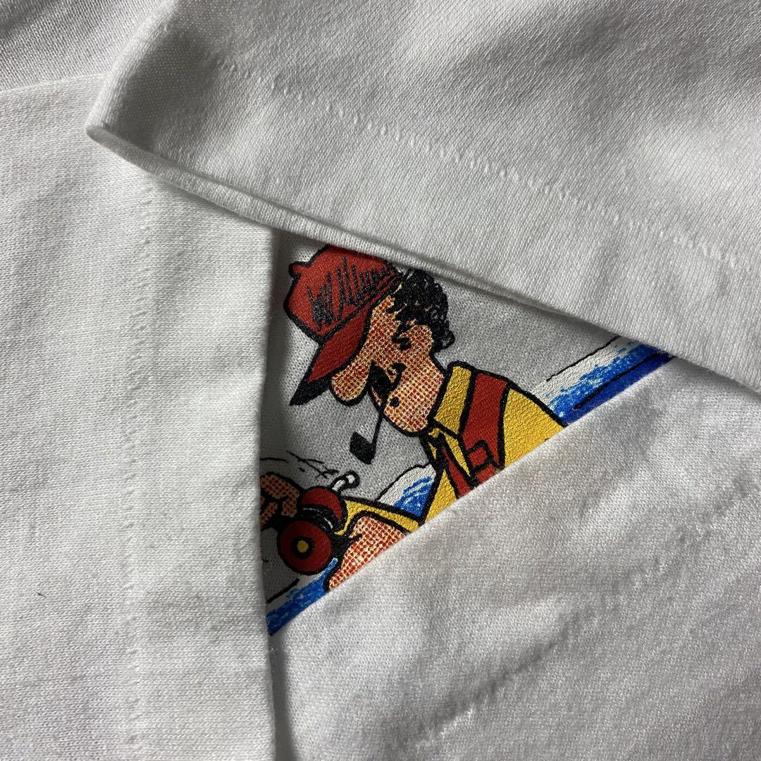 【入手困難】90s USA製 アート おじさん 釣り スーベニア Tシャツ M