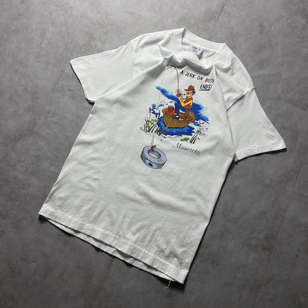 【入手困難】90s USA製 アート おじさん 釣り スーベニア Tシャツ M