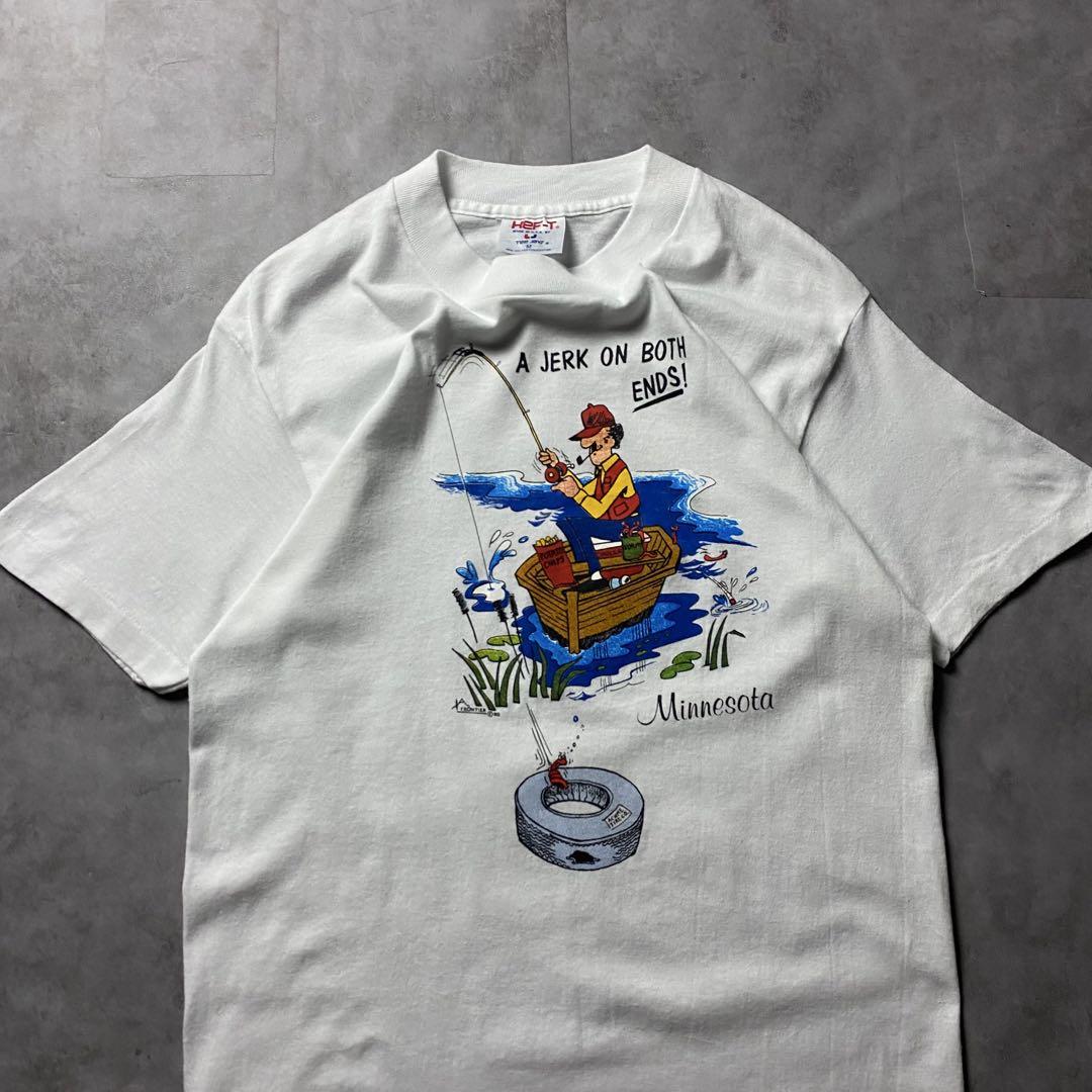 【入手困難】90s USA製 アート おじさん 釣り スーベニア Tシャツ M