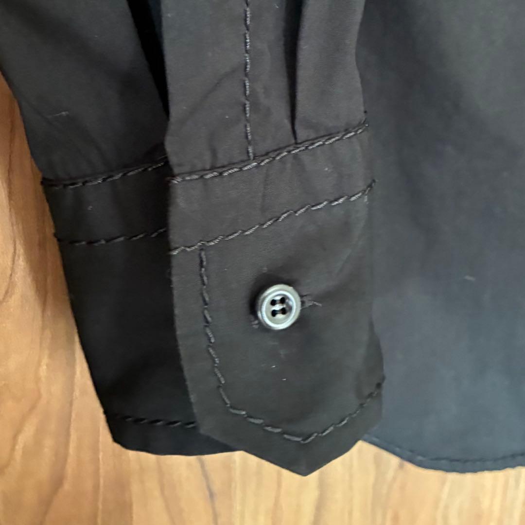 PRADA プラダ　ビジュー襟のブラックシャツ　レディース40 黒　ワイシャツ