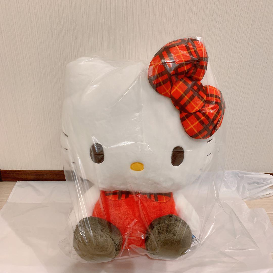 ハローキティ　ぬいぐるみ　3種セット　ギンガムチェック　50周年　BIGサイズ ハローキティ ぬいぐるみ 3種セット ギンガムチェック 50周年