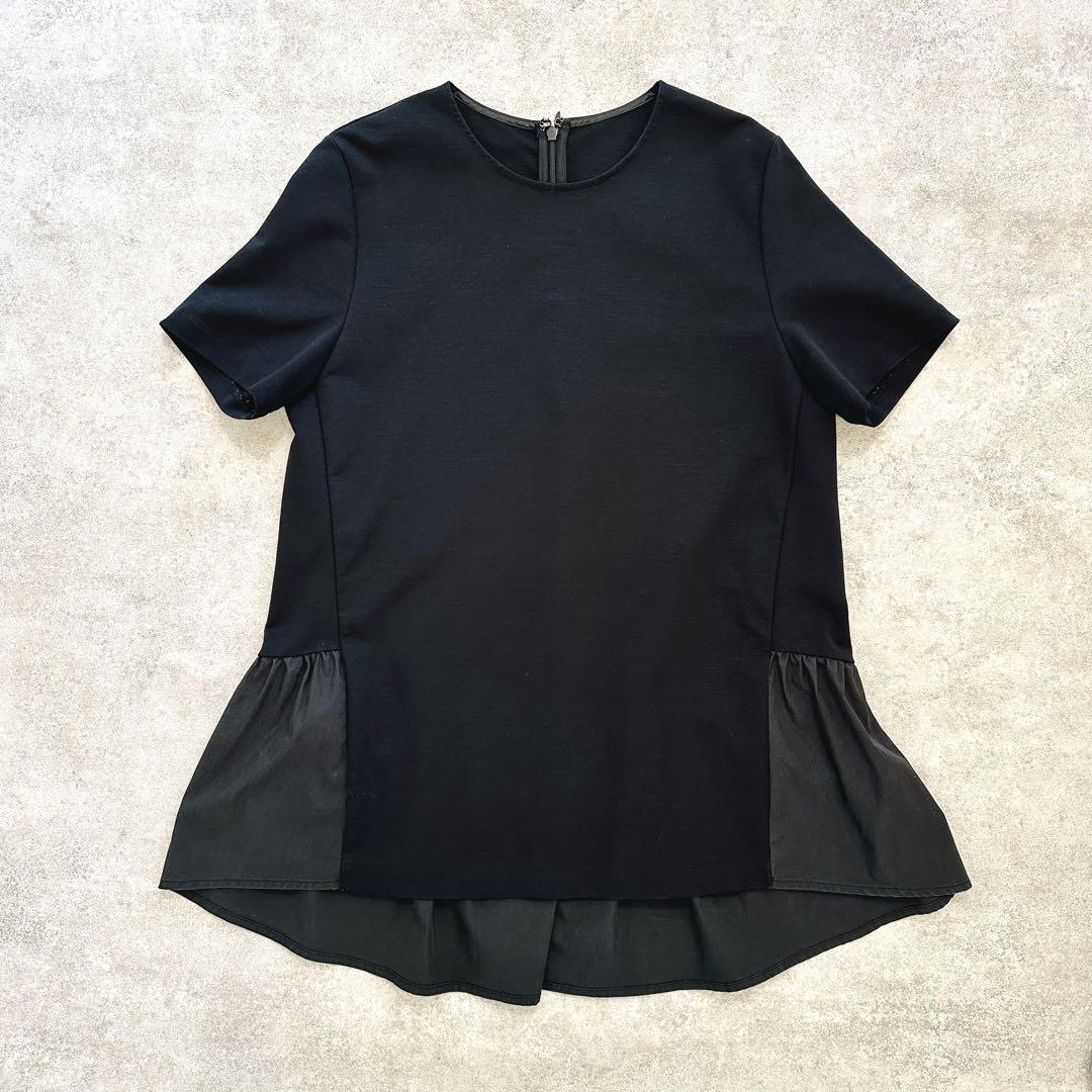 【23区】コンパクトポンチぺプラムカットソー　黒　SIZE38 23区 コンパクトポンチぺプラムカットソー ブラウス ブラック 38