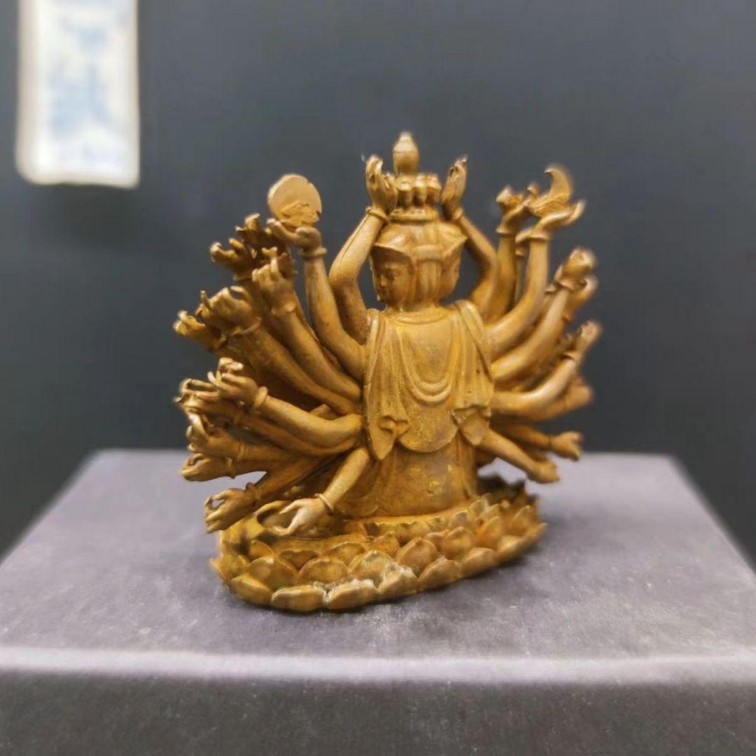 銅製 千手観音仏像 仏教美術 装飾品   工芸品 美術品 置物