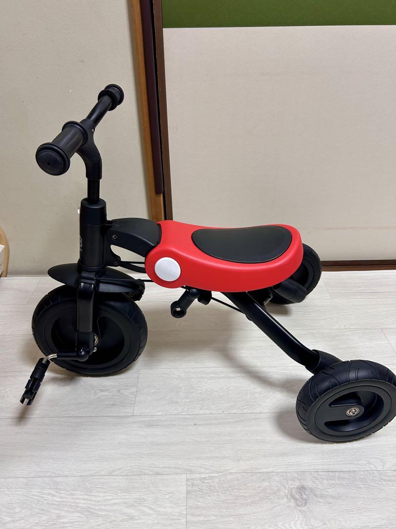 3in1ベビーカー 安全ガード付き 折りたたみ三輪車 押し車 かじ付