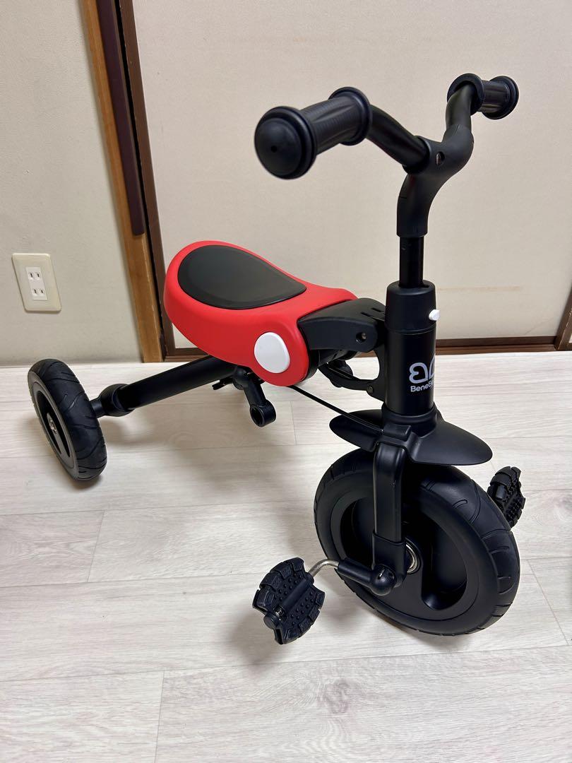 3in1ベビーカー 安全ガード付き 折りたたみ三輪車 押し車 かじ付