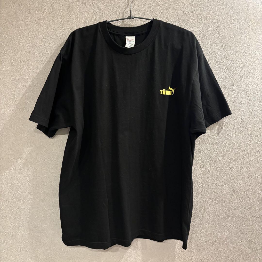 ブラックに黄色のロゴ　ロングTシャツ　サイズXL 黄色ロゴの黒Tシャツ XL Tama ブラック - メルカリ