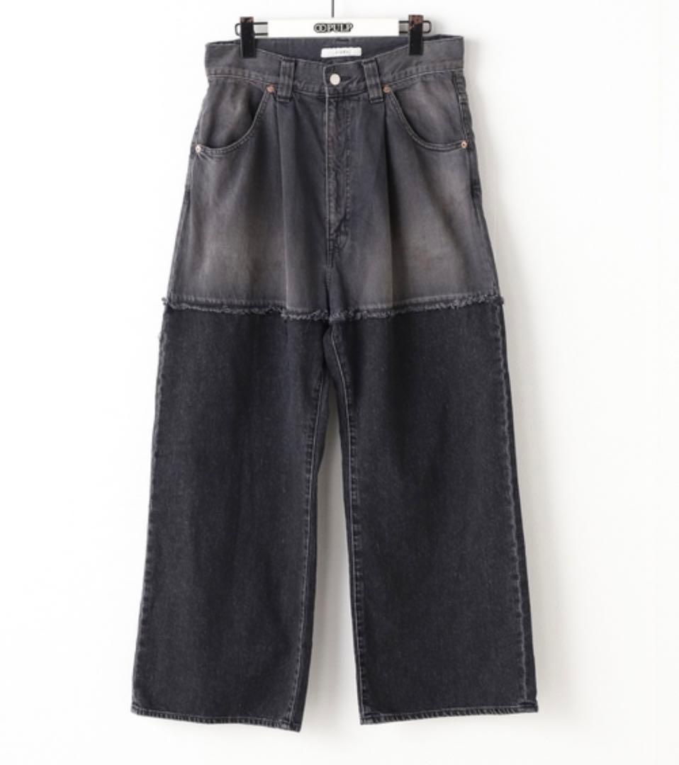 JieDa 2 tone baggy denim pants