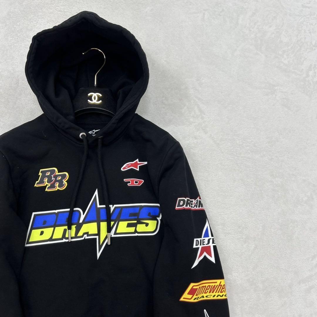 R216 美品 XS ディーゼル×アルパインスターズ パーカー ブラック メンズ
