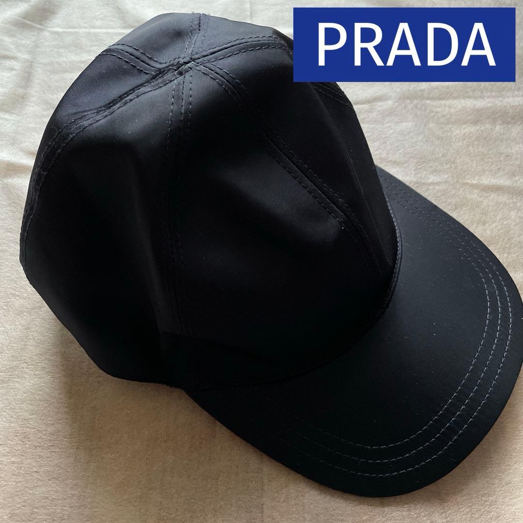 PRADA プラダ ネイビー 18SS ナイロン ラバーロゴ キャップ M 袋