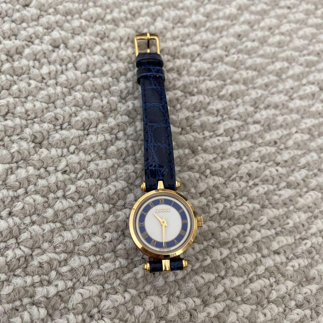 【美品】GUCCI グッチ シェリーライン ブルー オールド 腕時計 GUCCI - 美品 ヴィンテージ グッチ GUCCI シェリーライン