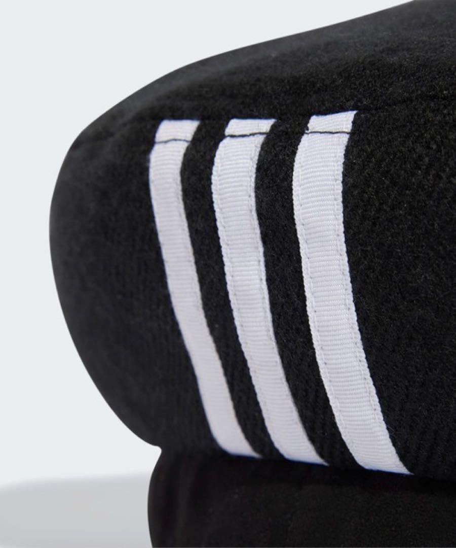 adidas ベレー帽 黒 3本ライン