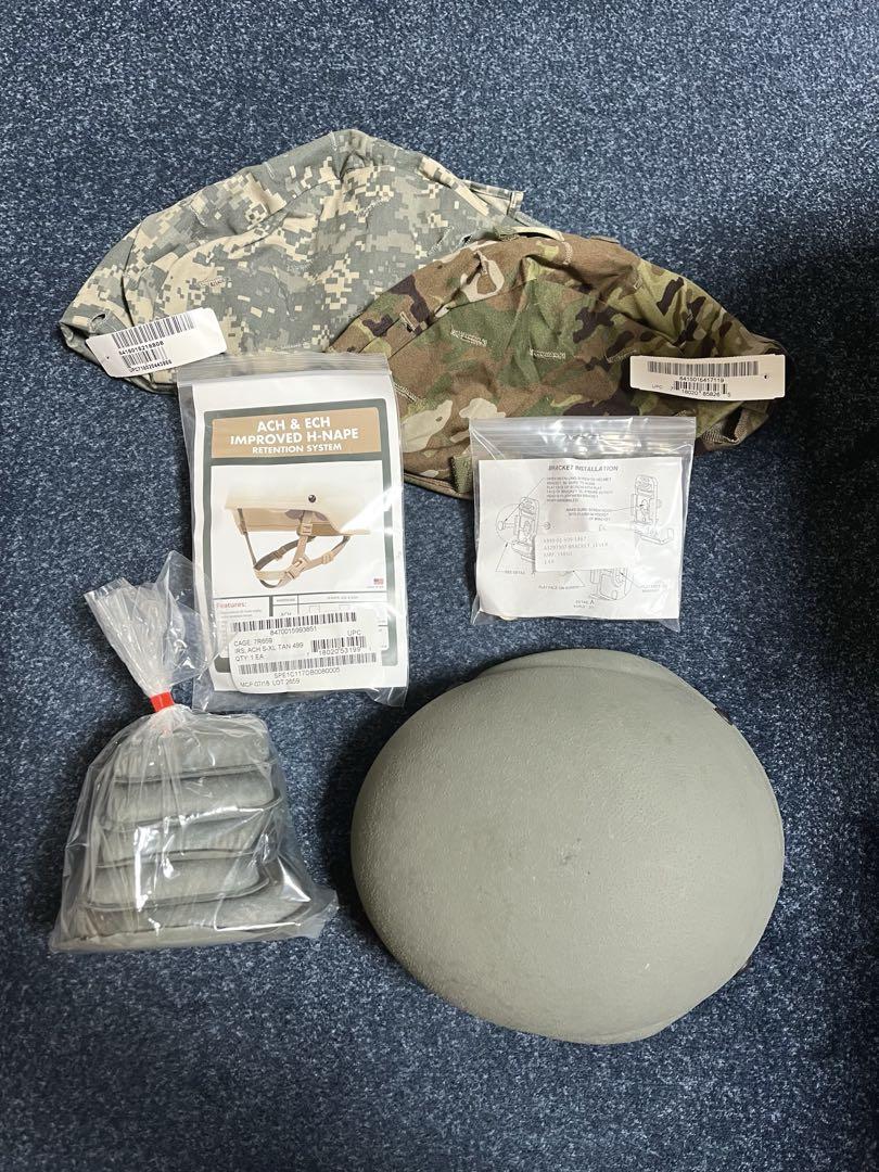 米軍実物ACH ヘルメット & ブラケット&パット カバー2点 &新品バッグ付 米軍実物 放出品 ACH ヘルメット & ブラケット&パット カバー2点