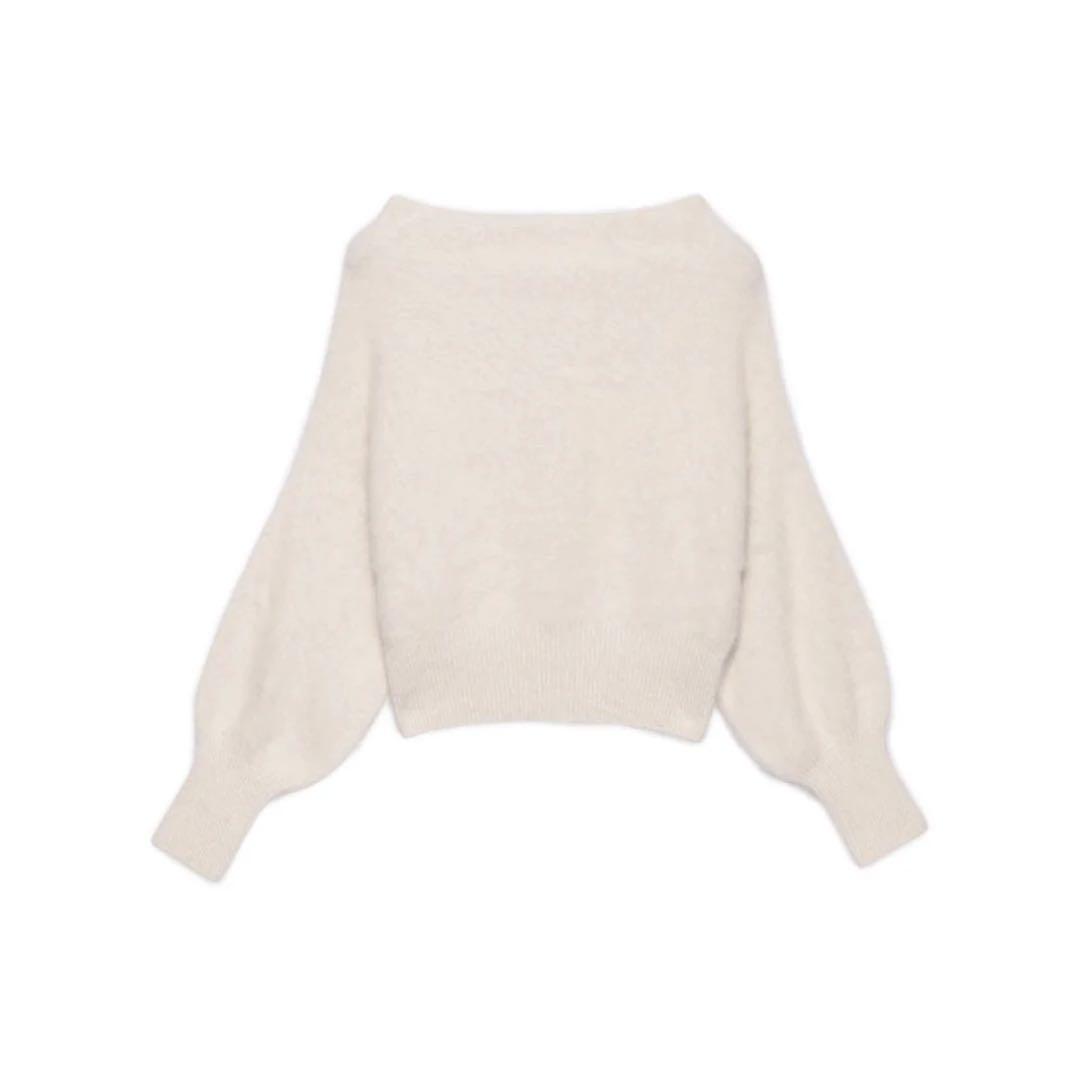 anuans ラクーンオフショルニットプルオーバー アニュアンス 白 アイボリー