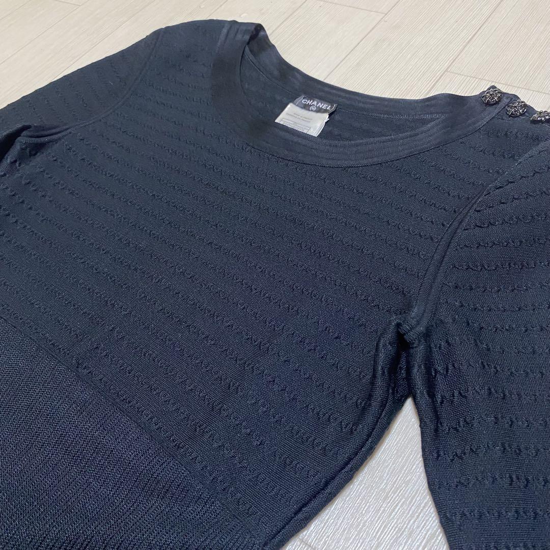 極美品 CHANEL シャネル カメリアボタン フレアワンピース 36