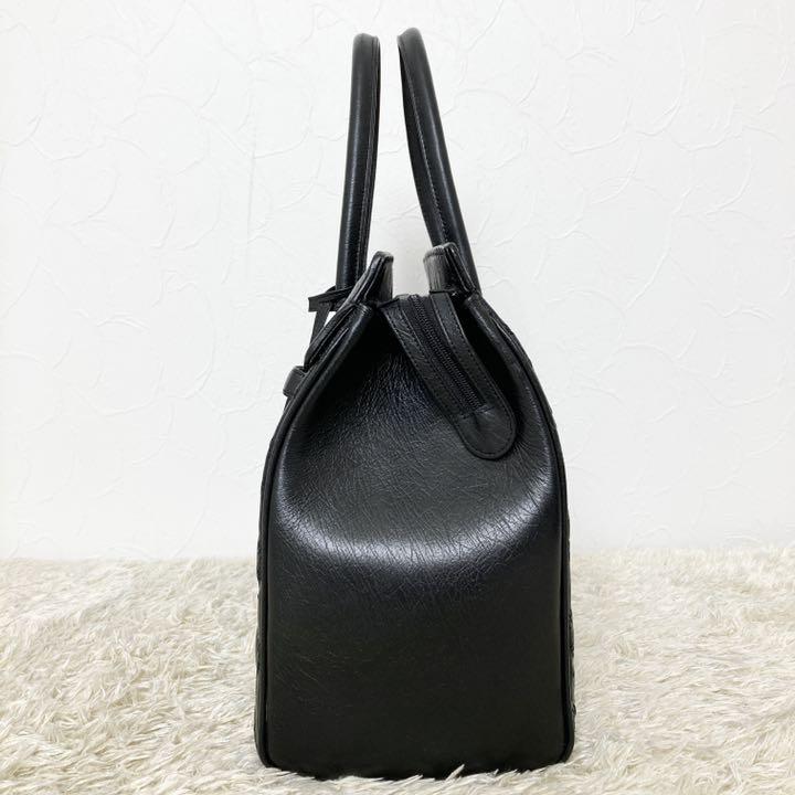 ブラック➠ 美品✨オーストリッチ 南京錠 キルティング ブラック jAzb0-m64399764275 トートバッグ A4可 トートバッ