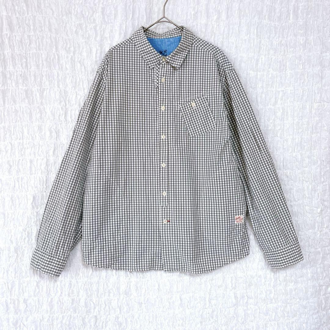 2643【美品】快晴堂　チェックシャツ　ポケット　コットン　大きめ　日本製上着5