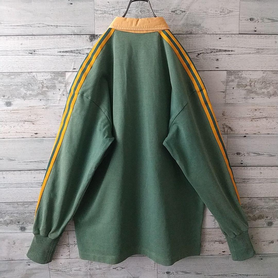 希少カラー☆90s アディダス 刺繍 スリーライン ラガーシャツ XO