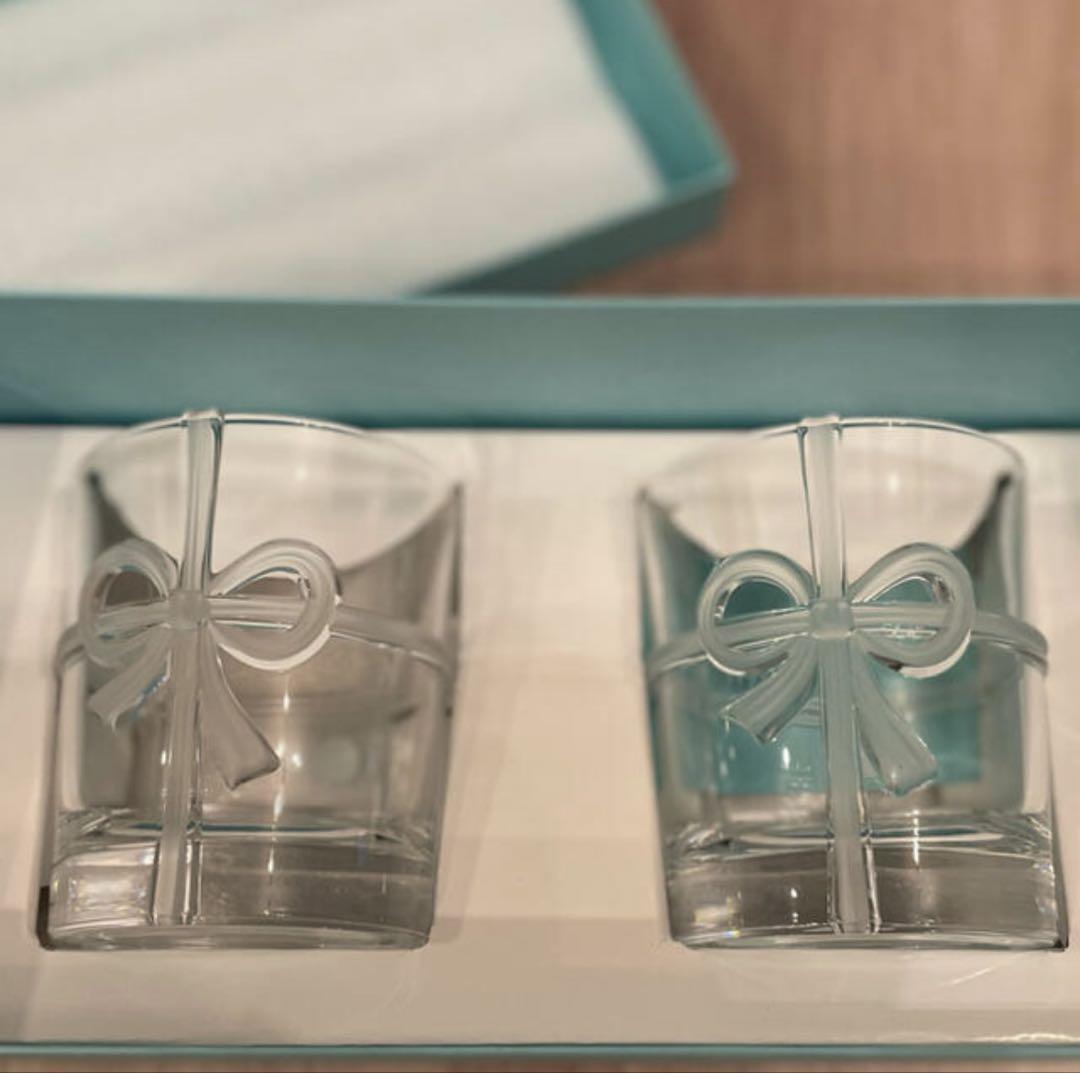 Tiffany & Co. リボンモチーフグラス2個セット