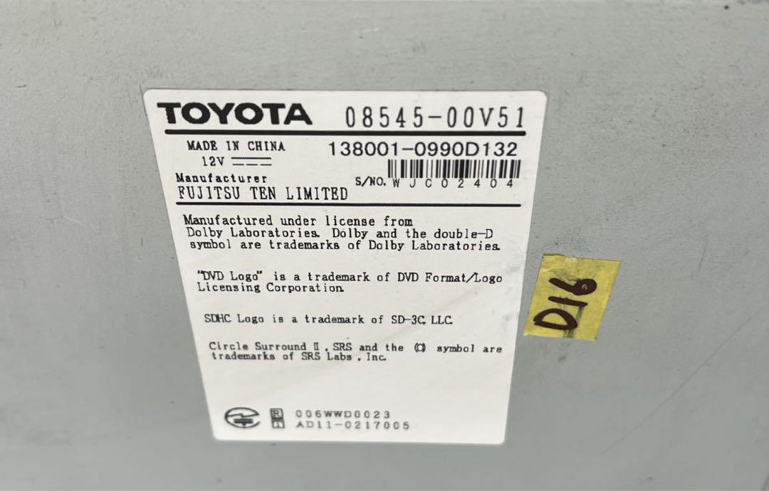 純正トヨタメモリーナビゲーションシステム NSZT-W62G CD/DVD