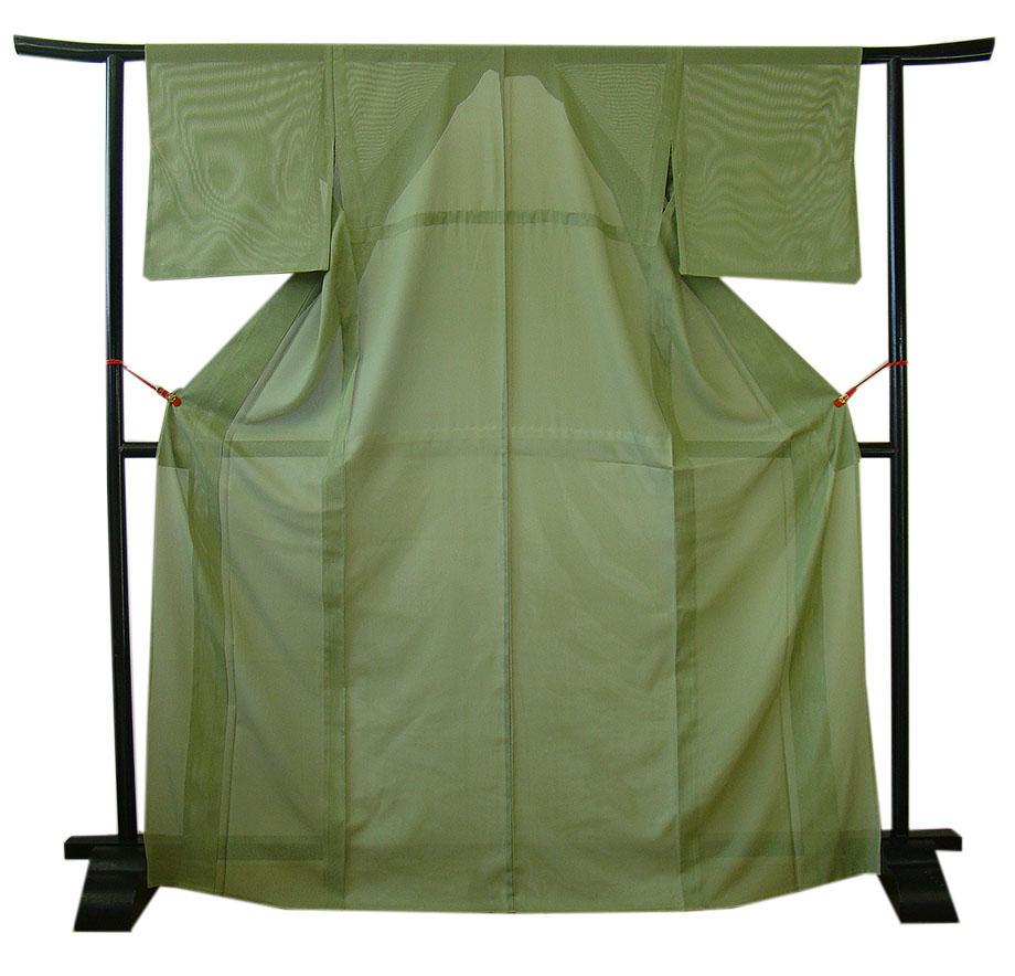 美品 夏物 お茶事に最適 縦絽の 色無地（正絹）仕立上り＜M967＞