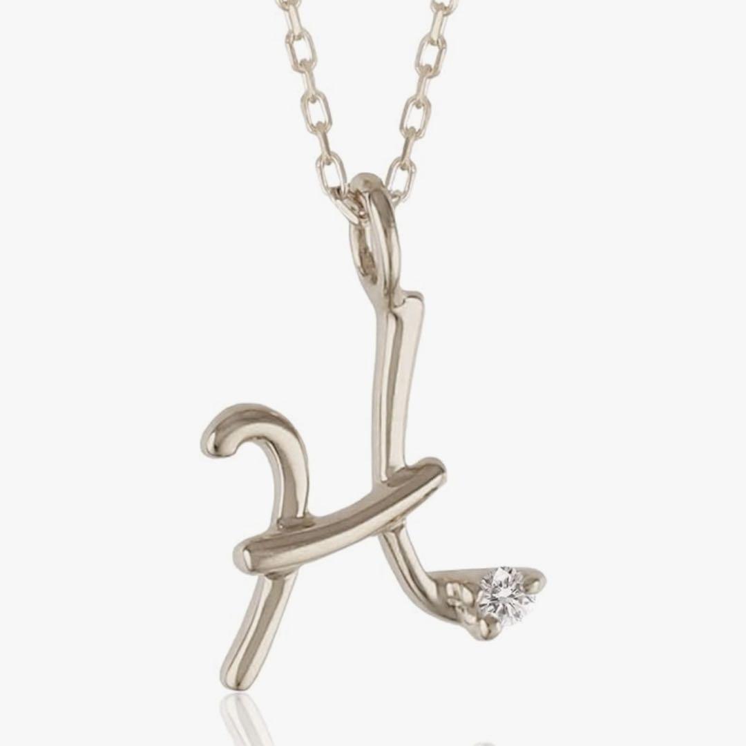 イニシャルネックレス H K18 18金 レディース ダイヤ ホワイトゴールド イニシャルネックレス H K18 18金 レディース ダイヤ ホワイトゴールド