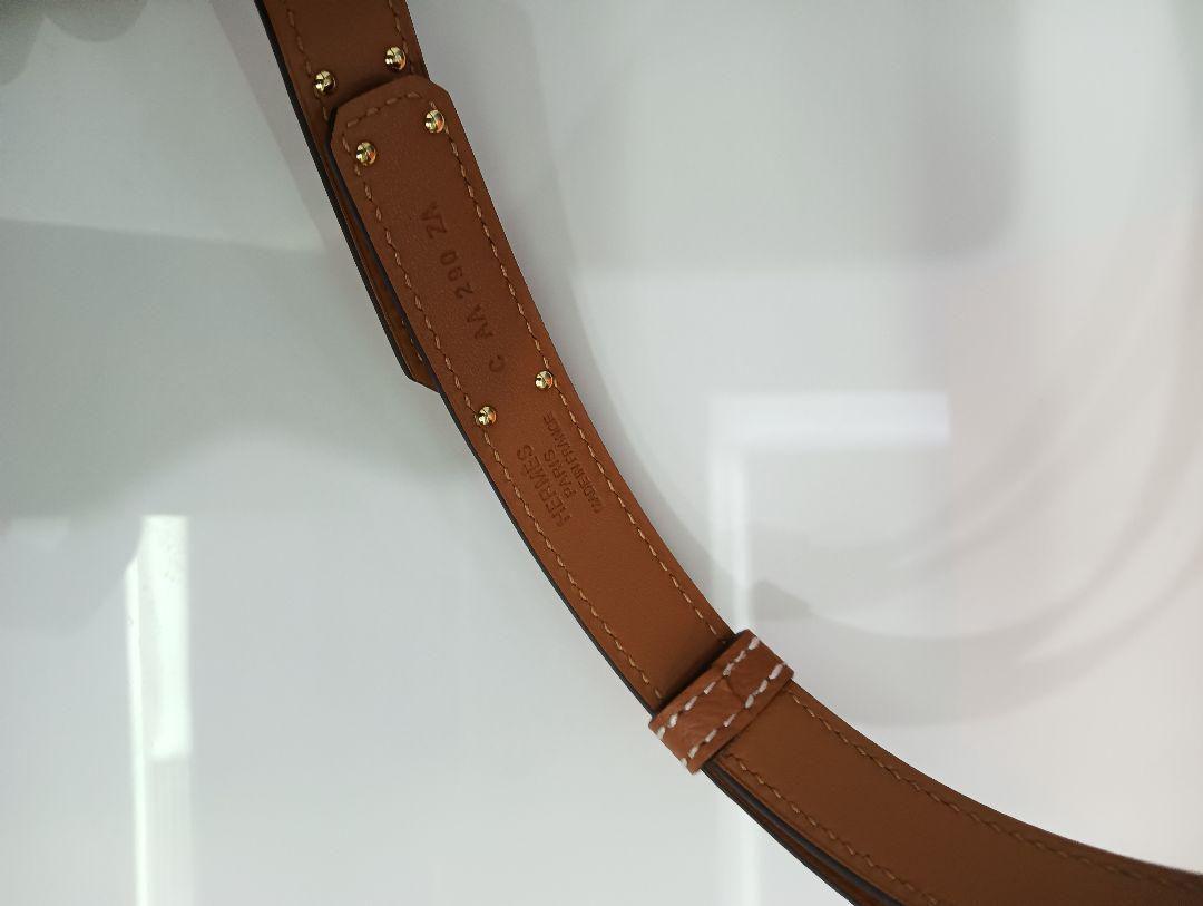 美品エルメス ケリーベルト エプソン ゴールド金具 ブラウン