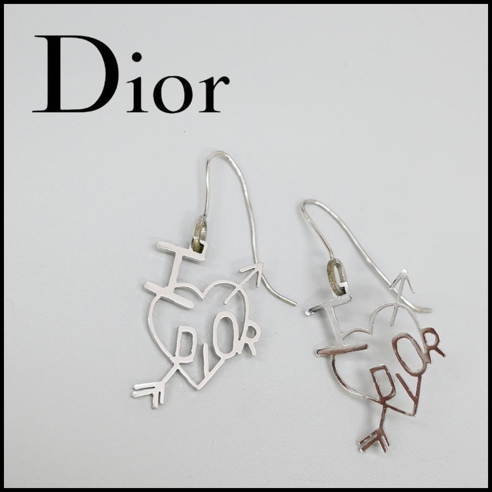 Christian Dior ハートアローモチーフフックピアス　シルバー　美品 Christian Dior ハートアローモチーフフックピアス シルバー 美
