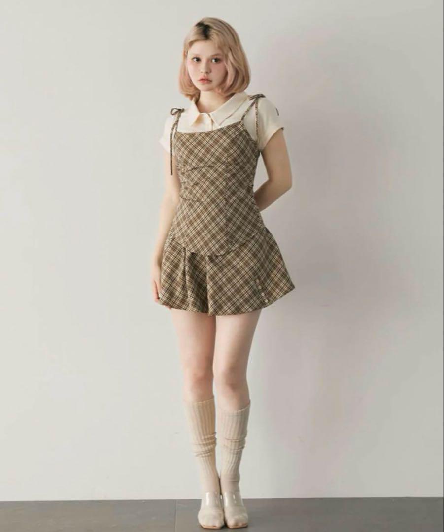 正規品 andmary Dafne check set up beige