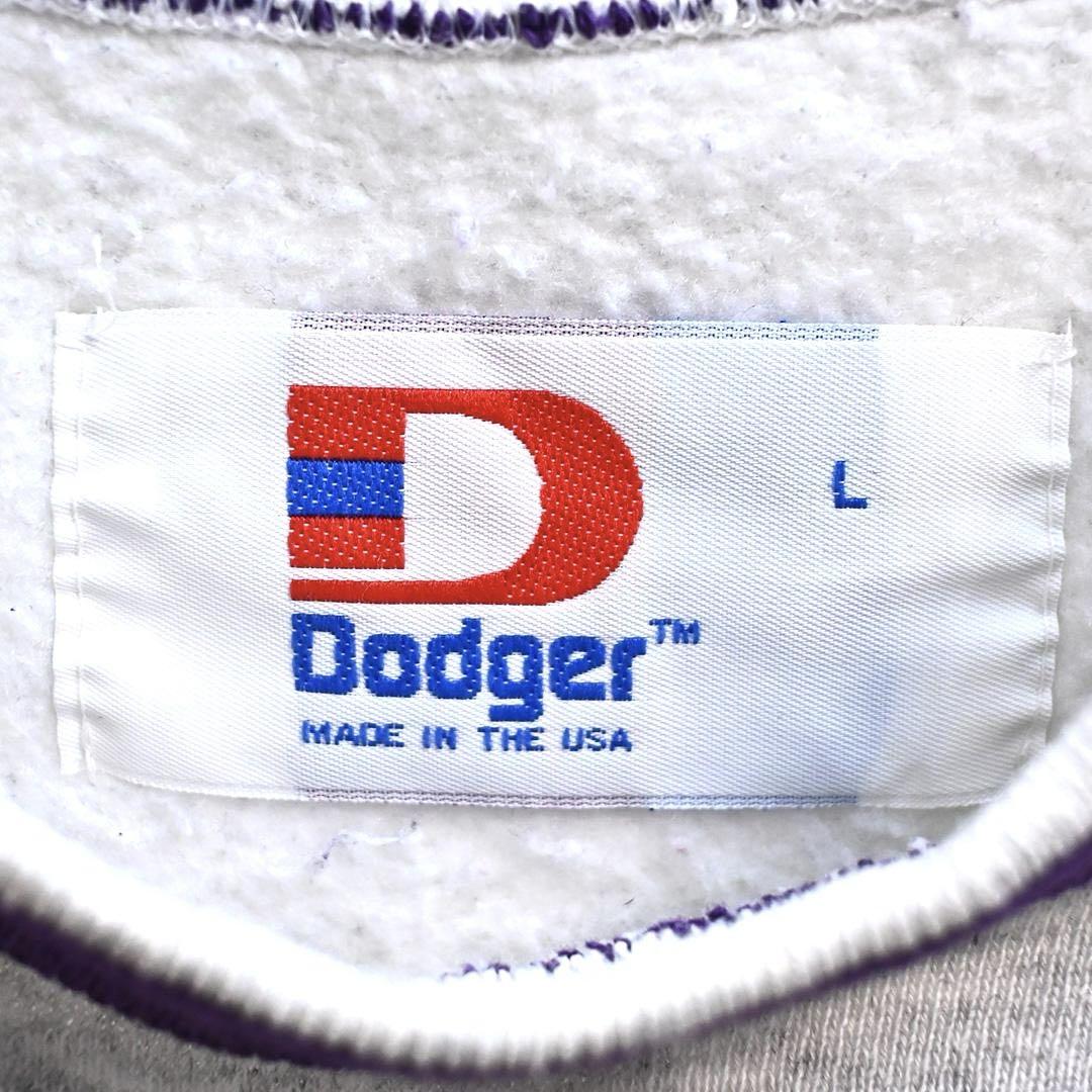 90s USA製　Dodger　バイカラー スウェット　カレッジロゴ　グレー