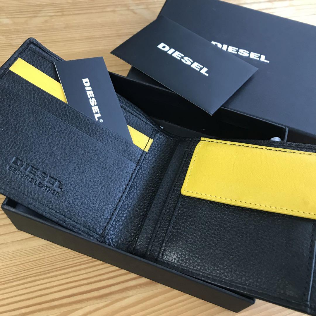 【箱付き　新品　未使用】diesel ディーゼル財布 新品 DIESEL ディーゼル 2つ折財布 黒 ブラック ギフト用 - 小物