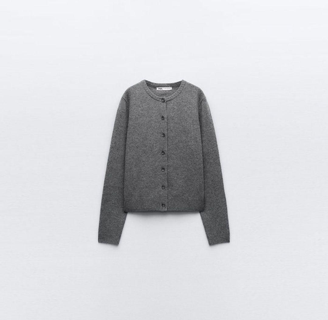 ZARA ウール100% ベーシックカーディガン - メルカリ