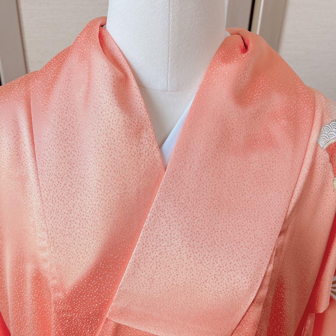 訪問着 フルセット 金駒 友禅 卒業式 入学式 結婚式 オレンジ S M 訪問着 フルセット 金駒 友禅 卒業式 入学式 結婚式 オレンジ S M