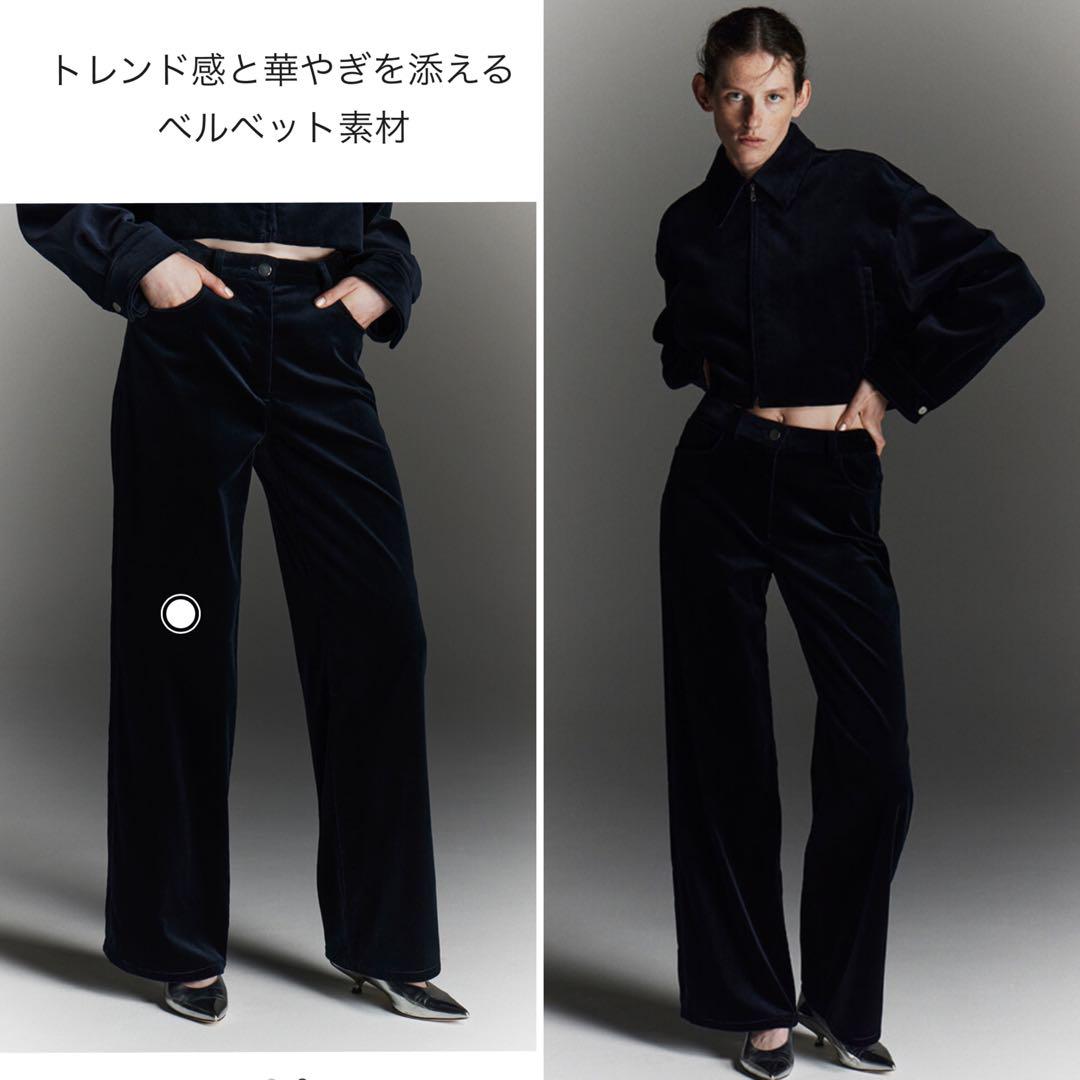 美品！セオリー　定価4.8万　ベルベット　ワイドパンツ　股下81㎝ 2 L向け 美品！セオリー 定価4.8万 ベルベット ワイドパンツ 股下81㎝ 2