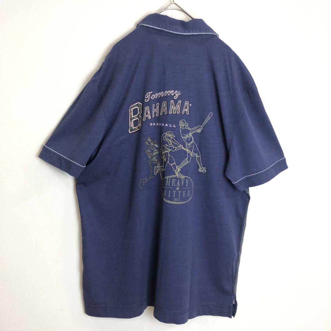 825【 BAHAMA】ポロシャツ 野球 ベースボール 刺繍 古着