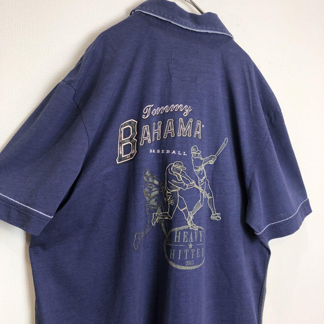 825【 BAHAMA】ポロシャツ 野球 ベースボール 刺繍 古着