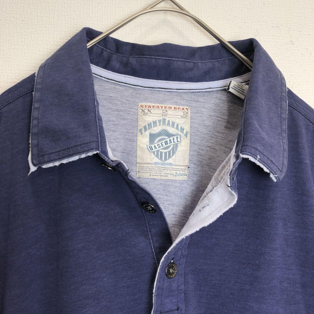 825【 BAHAMA】ポロシャツ 野球 ベースボール 刺繍 古着