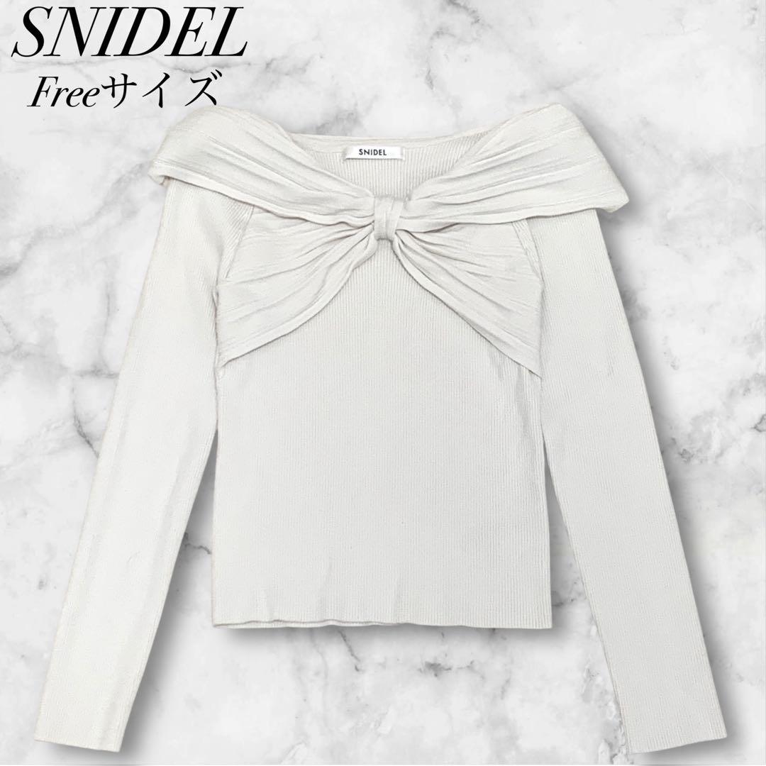 ✨24s SNIDEL リボンディテールニットプルオーバー リボン ホワイト