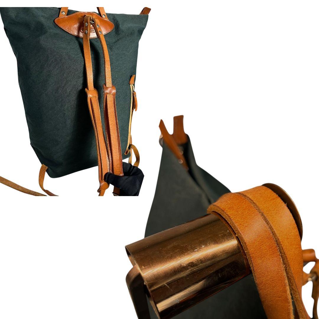 美品 豊岡鞄 TUTUMU Books 2way リュック ナイロン レザー 緑 美品 豊岡鞄 TUTUMU Books 2way リュック ナイロン レザー 緑