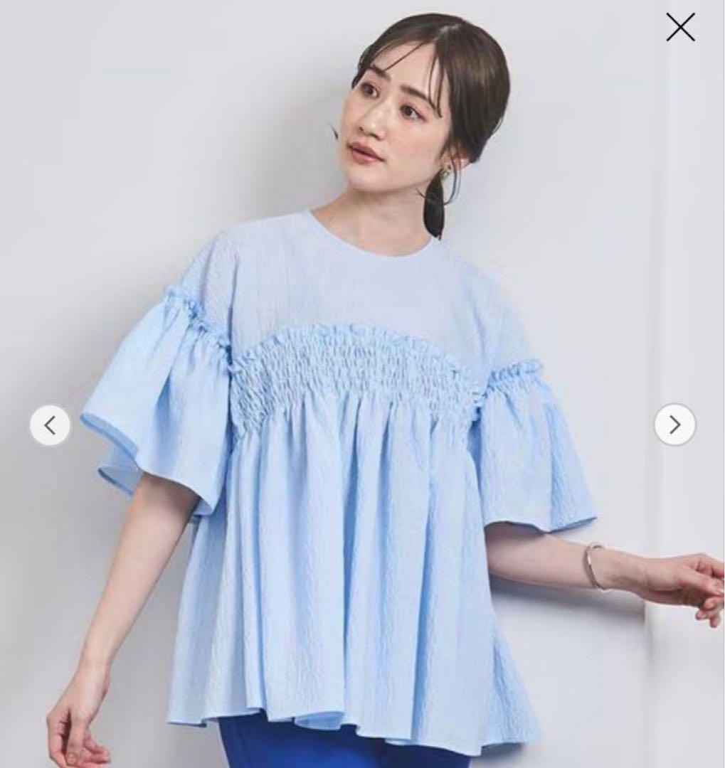 お値下げ❌ アローズ エアリージャカードシャーリングフレアスリーブブラウス UNITED ARROWS LTD. OUTLET｜エアリージャカード シャーリング